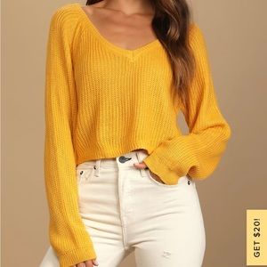 Knit V-Neck Cropped Sweater